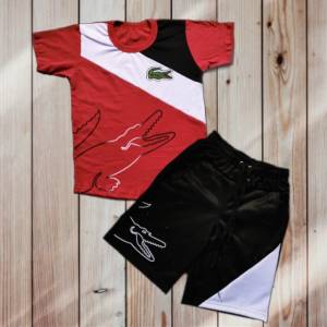 Conjunto Infantil E Juvenil Camiseta E Bermuda Vermelho Jacarezinho