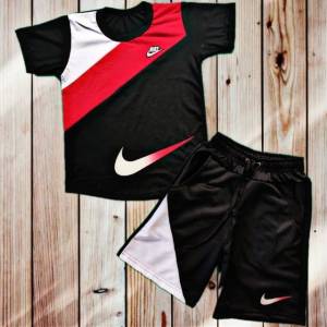 Conjunto Infantil E Juvenil Camiseta E Bermuda Preto Nk