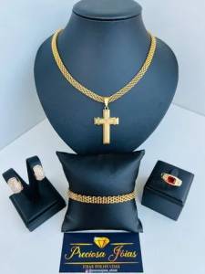 Kit Masculino/ Cordo / Pulseira/ Anel / Brincos