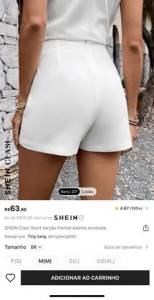 Short Saia Em Alfaiataria Branco, Novo (nunca Usado).