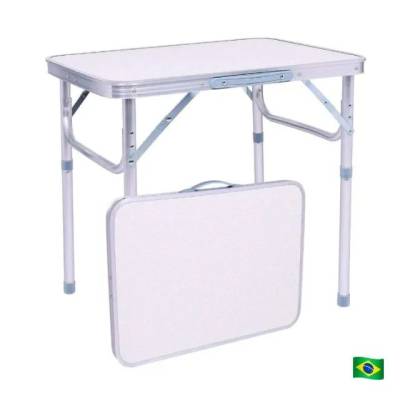 Mesa Dobrvel De Alumnio Camping E Pesca / Mdf - 60cmx45cm - Branca