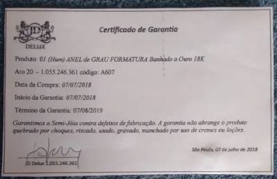 Anel De Formatura Semi Joia 18k