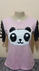 Camisa Panda Com Lantejoulas.