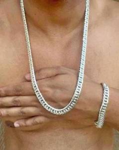 Conjunto De Prata Elo Duplo 7mm 70cm