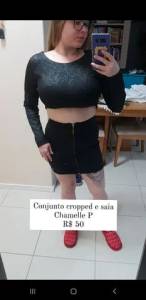Conjunto Cropped Saia Manga Longa