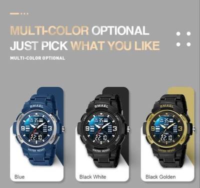 Relgio Smael Esporte Militar Quartzo Azul Novo Original