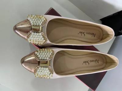 Sapatilha Rosa Com Lao De Prolas, N38