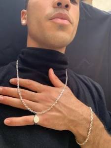 Conjunto Pulseira E Cordo  Prata 925