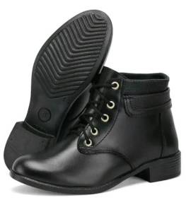 Bota De Couro Sinttico Preta