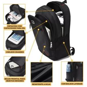 Mochila Masculina Escolar De Nylon Impermevel Trabalho Viagem Notebook