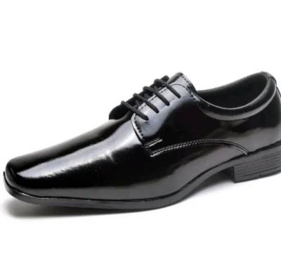Sapato Social Masculino Verniz Preto Com Cadaro Italiano Elegante