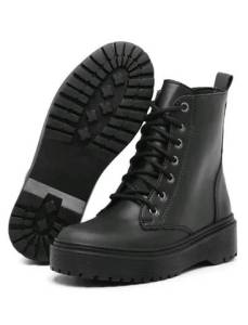 Coturno Feminino Bota Tratorada Preto
