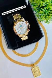 Relgio Masculino + Cordo E Pulseira Esteira