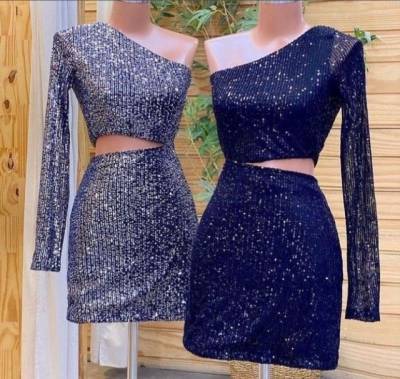 Vestido De Paet Cor Prata