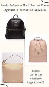 Lindas Bolsas Todas  Em Couro Luz Da Lua E Jorge Bischoff