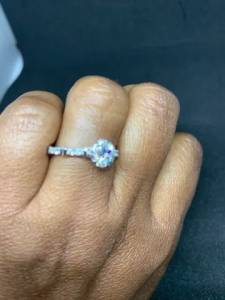 Anel Com Pedra Moissanite, Prata 925