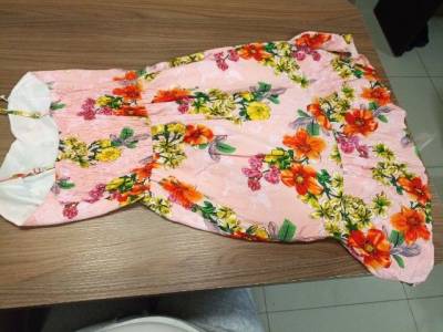 Vestido Rosa Com Flores De Alcinha - Tamanho P
