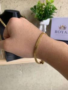 Pulseira Grumet Flat 3mm - Banhado A Ouro18k