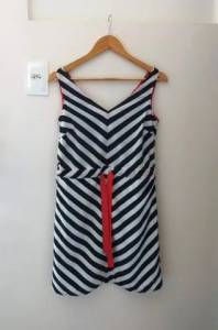 Vestido Listrado Branco/azul Marinho