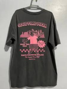 Camiseta Do Relaxed Em Algodo Com Estampa Mouse Good Time Pizza Preto