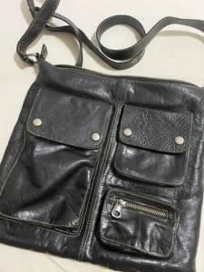 Bolsa Preta De Couro Legtimo