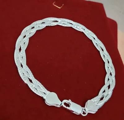 Prata 925 Pulseira Feminina Brilhante Premium
