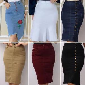 Saias Jeans Com Lycra