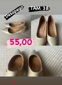 Scarpin Vizano Tam 38 Salto Fino Baixo Bege Usado 1 X