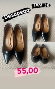 Scarpin Vizano Tam 38 Salto Fino Baixo Preto Usado 1 X