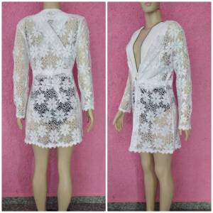 Sada De Praia Renda Branca Veste M