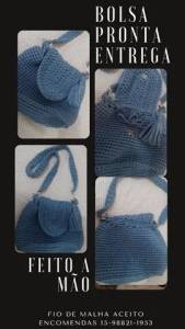 Bolsa De Fio De Malha  Feito A Mo