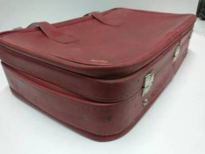 Maleta Antiga Em Couro Vermelho (n 5)