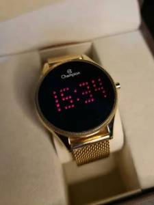 Relgio Feminino Champion Dourado Digital Original Pulseira Regulavel