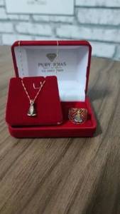 Conjunto Ouro 18 Presente De Natal