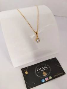 Colar Feminino Ponto De Luz Folheado