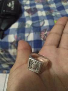 Anel De Prata Rosto De Jesus E Pai Nosso