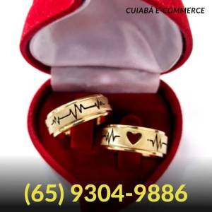 Aliana Folheada Ouro 18k Personalizada - Cuiab