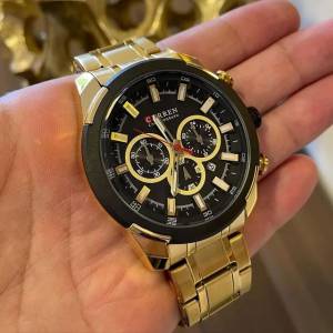 Relgio Dourado Masculino Curren Novo E Original