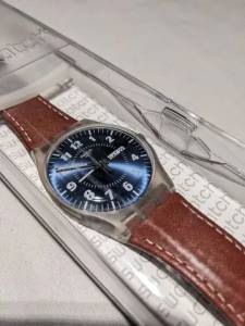 Swatch Com Pulseira De Couro - Suok709