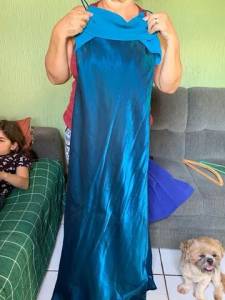 Vestido Azul Cetim