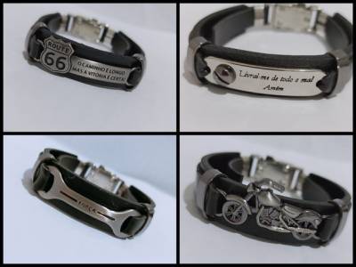 Pulseira Moto Harley Davidson Route 66 Masculina Couro Premium