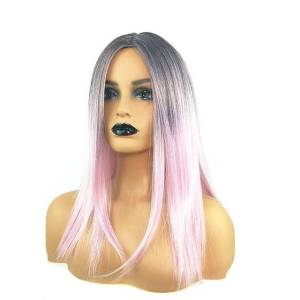 Peruca Rosa Ombre 45 Cm + Touca