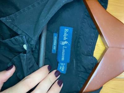 Camisa Social Ralph Lauren Preta Usada Tamanho 4xb