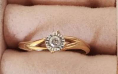 Anel Ouro 18 K E Diamante Solitrio
