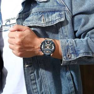Relgio Curren Cur8329 Pulseira Em Couro (azul)