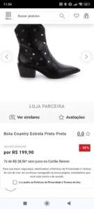 Bota Country Estrela / Cor Preta