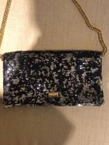 Bolsa Pequena Corello Preta E Prata Com Strass