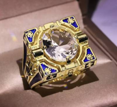 Anel Diamante Rei /egipcio /king /azul/dourado/masculino/unissex