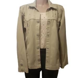 Jaqueta De Brim Bege Feminino Tam.g