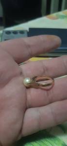 Anel De Ouro Com Prola Verdadeira